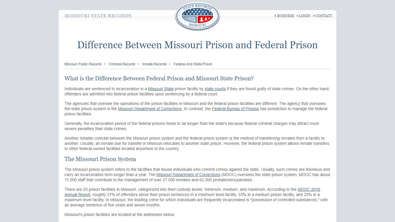 Missouri State Prisons | StateRecords.org